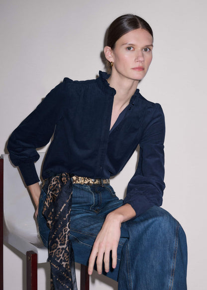 ME+EM Clothing Navy Super Soft Micro Cord Blouse