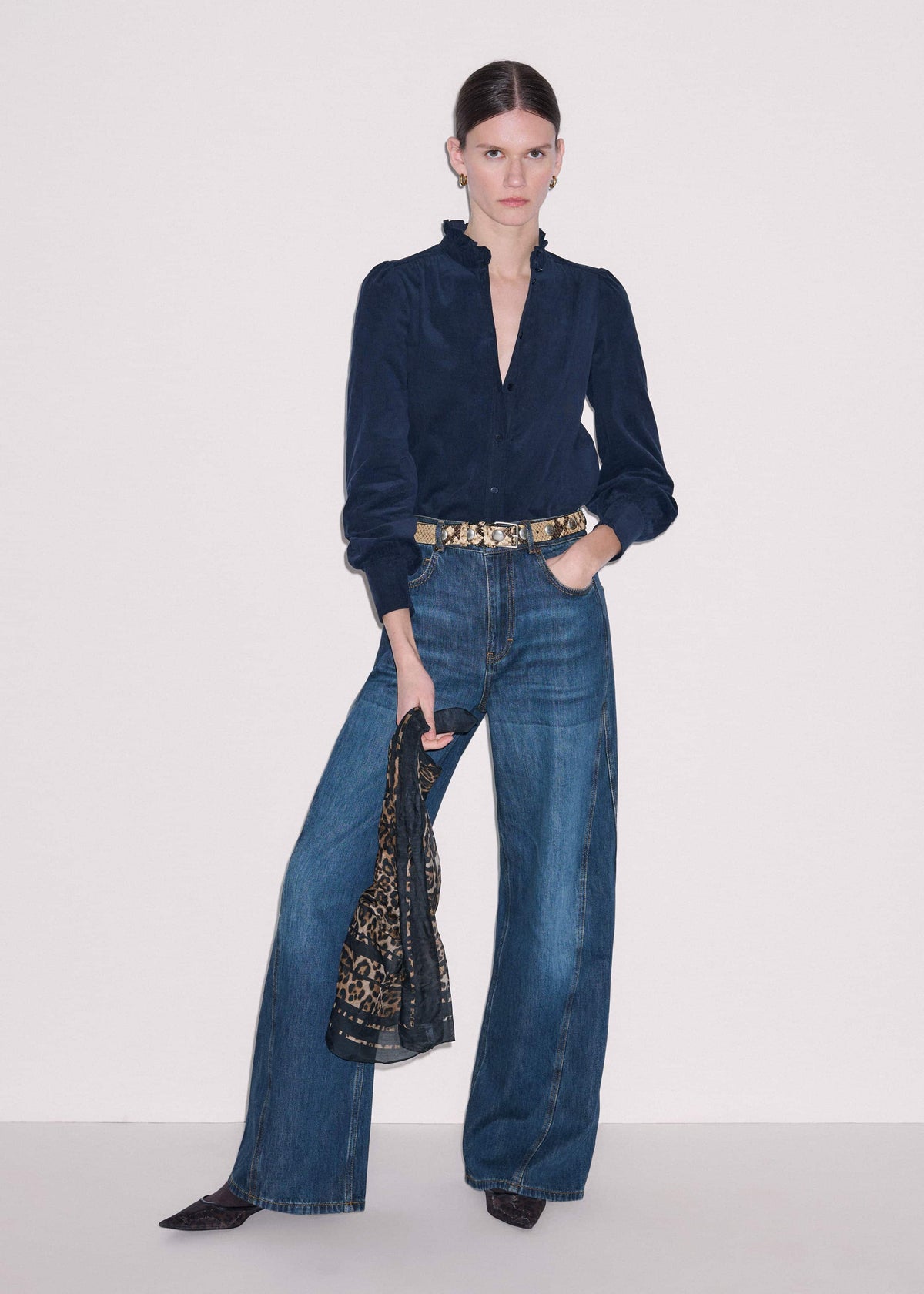 ME+EM Clothing Navy Super Soft Micro Cord Blouse