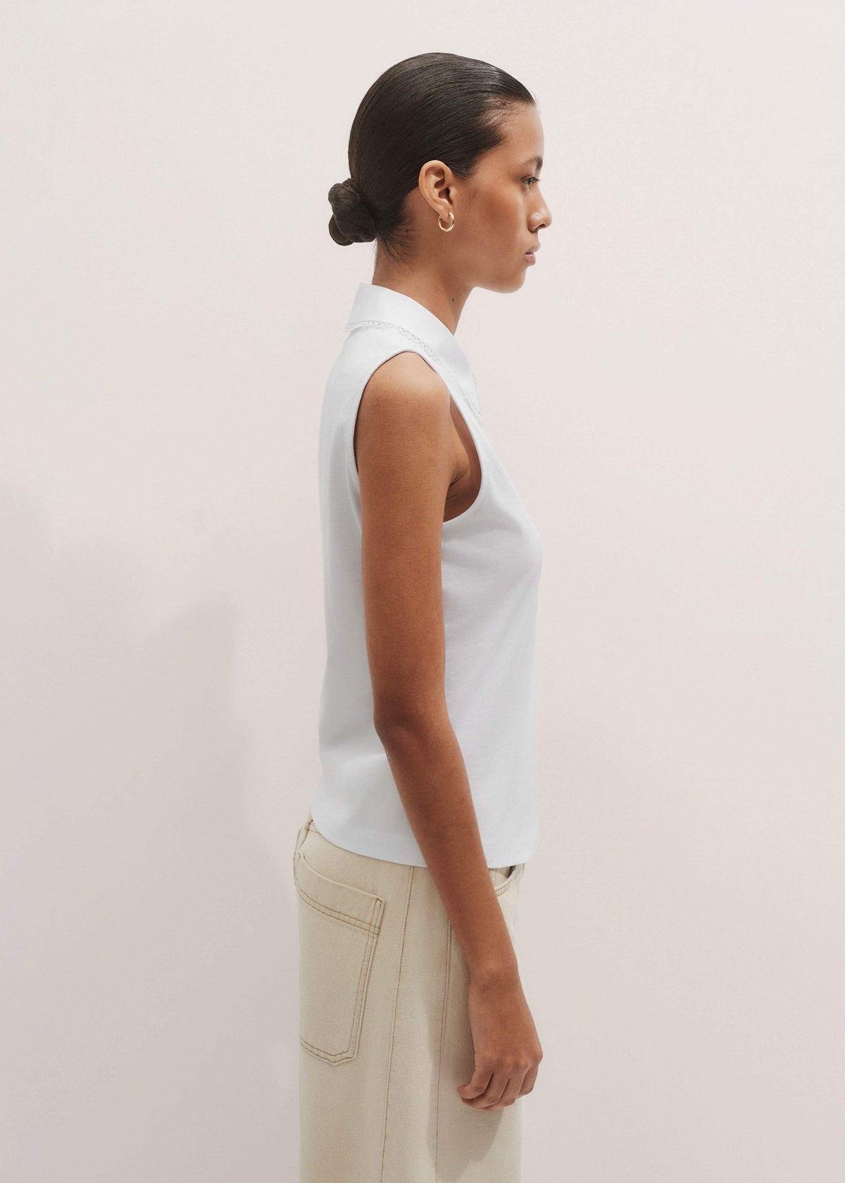 ME+EM Clothing White Collared Layering Tank