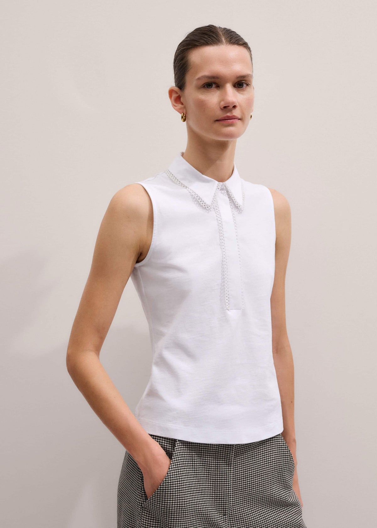 ME+EM Clothing White Collared Layering Tank