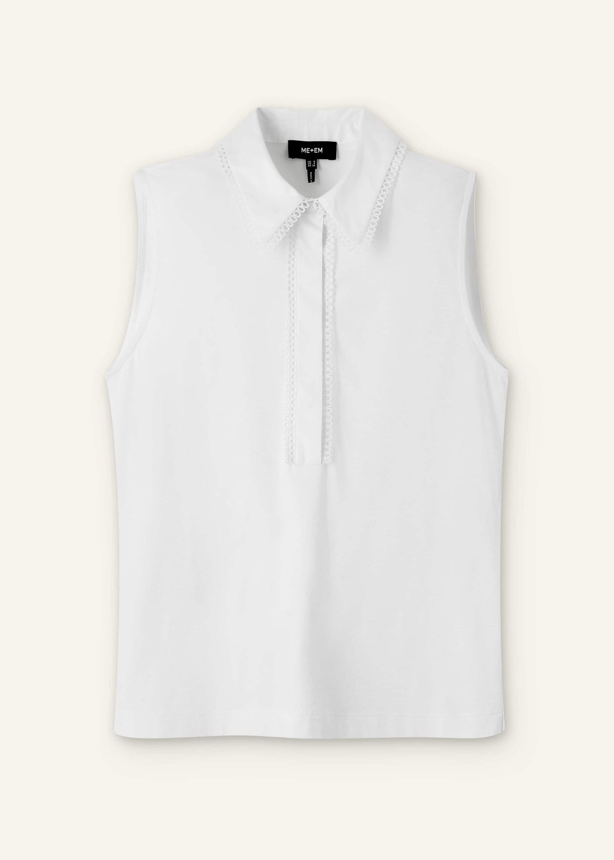 ME+EM Clothing White Collared Layering Tank