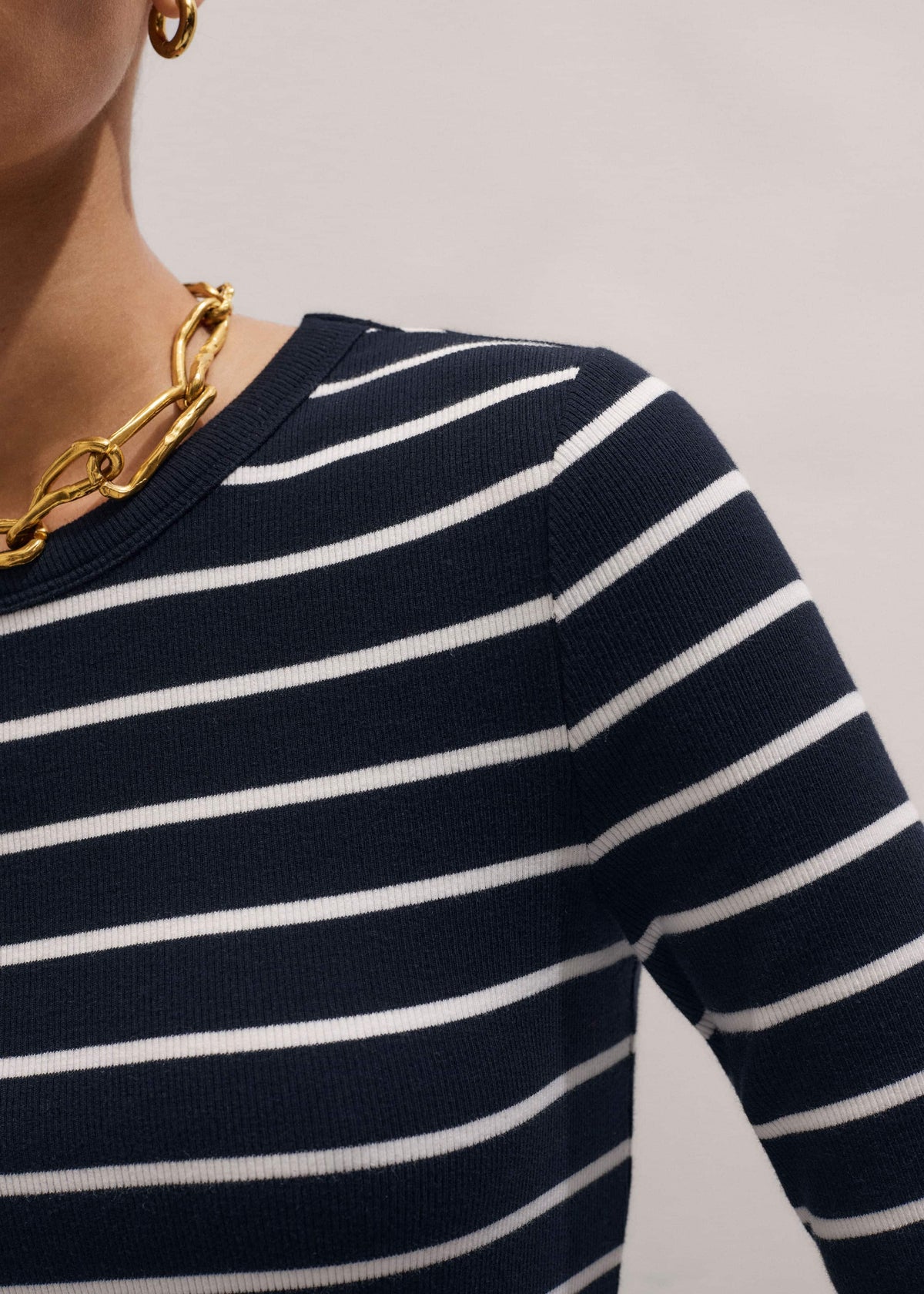 ME+EM Clothing Navy Ultimate Rib Long Sleeve Top
