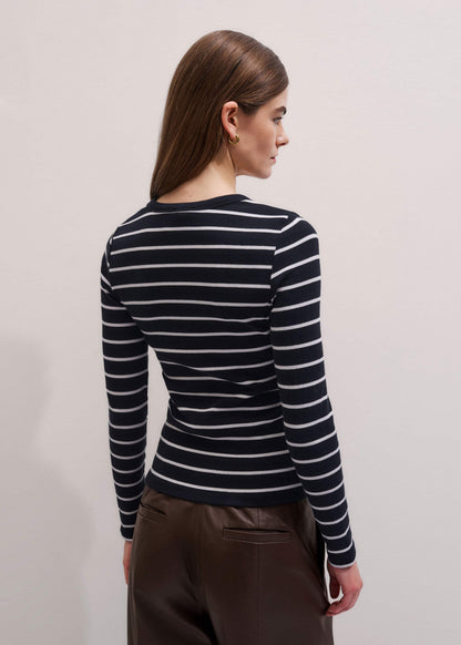 ME+EM Clothing Navy Ultimate Rib Long Sleeve Top