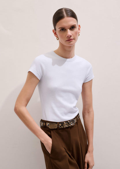 ME+EM Clothing White Ultimate Fitted Rib Crew Neck Tee