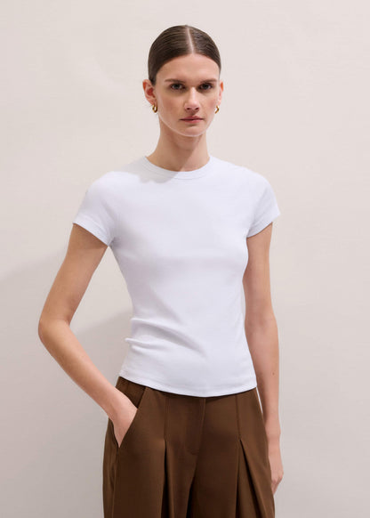 ME+EM Clothing White Ultimate Fitted Rib Crew Neck Tee