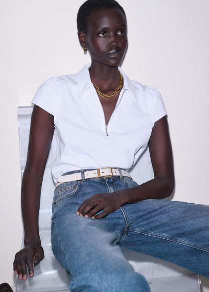ME+EM Clothing White Cap Sleeve Polo Tee