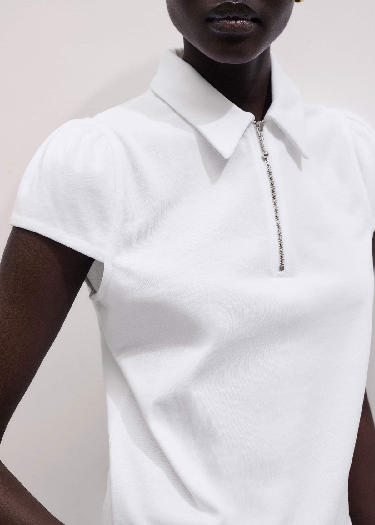 ME+EM Clothing White Cap Sleeve Polo Tee