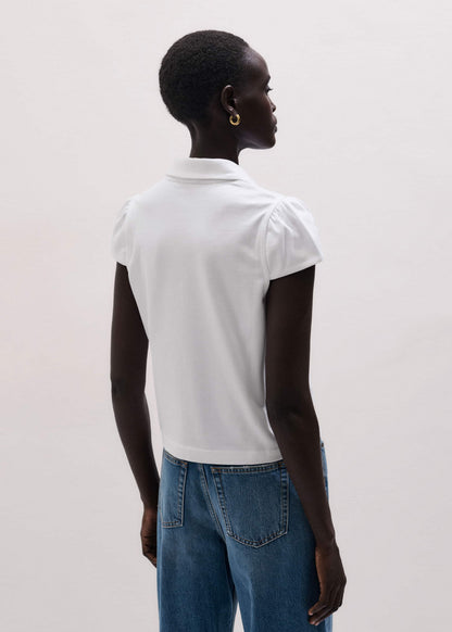 ME+EM Clothing White Cap Sleeve Polo Tee