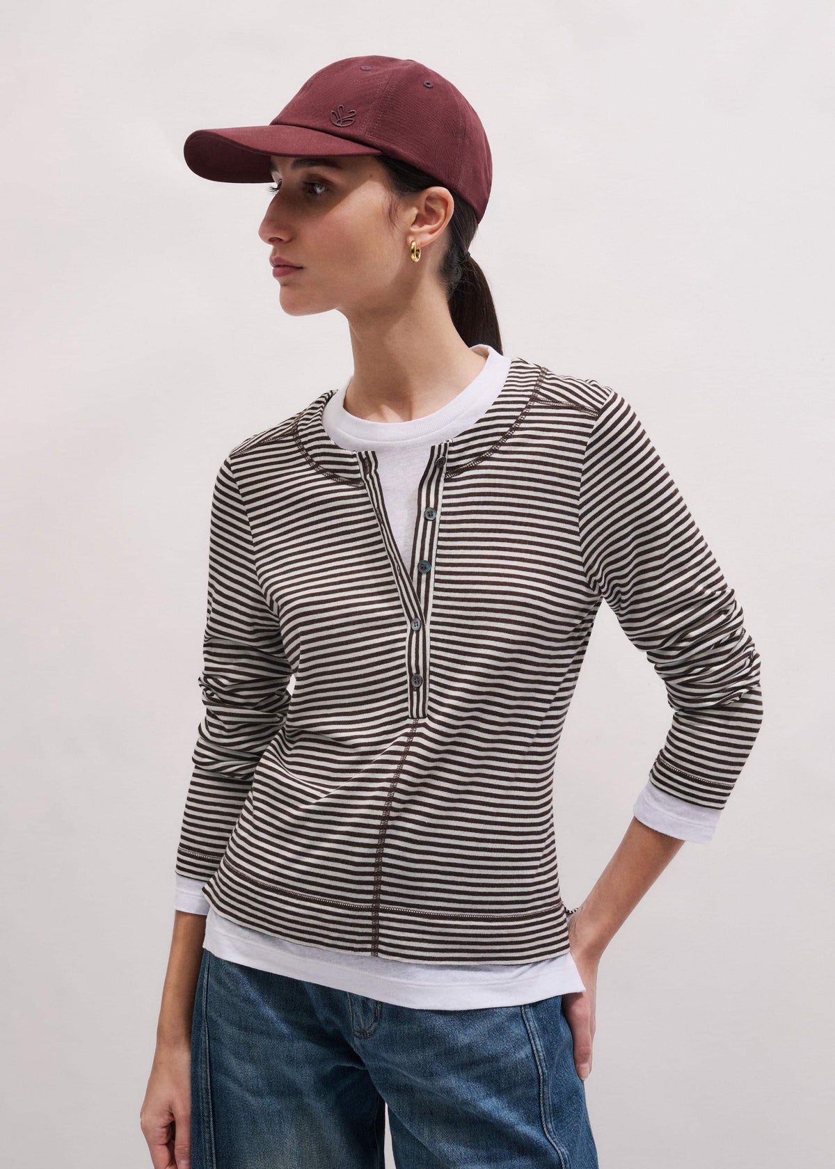 ME+EM Clothing Brown Double Layer Top