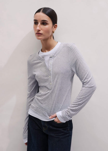 ME+EM Clothing Gray Double-Layer Look Long Sleeve Top