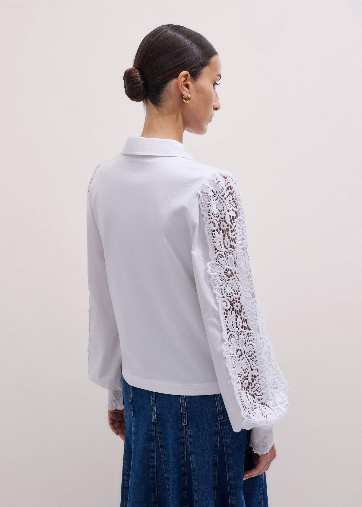 ME+EM Clothing White Lace + Poplin Layering Shirt