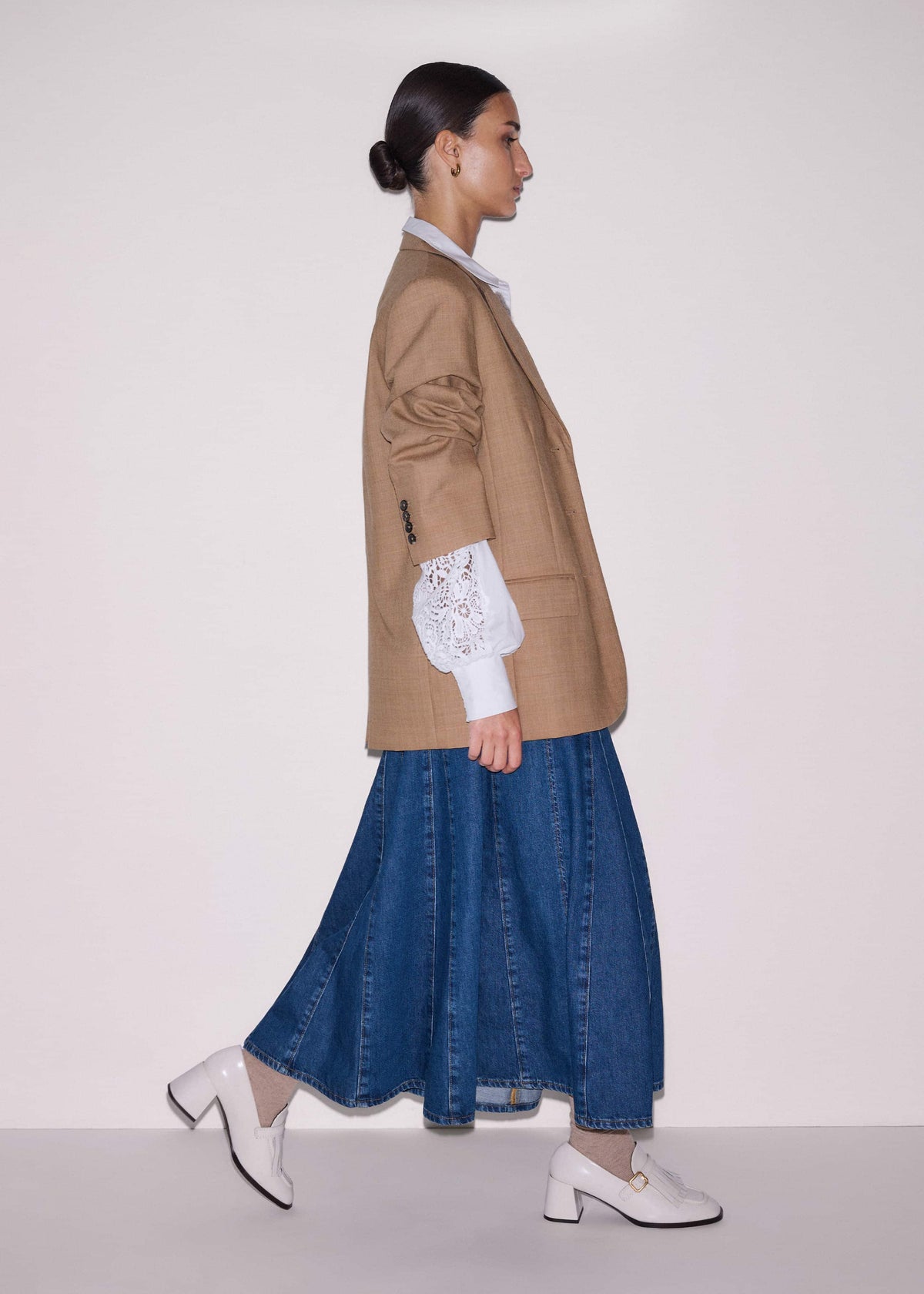 ME+EM Clothing White Lace + Poplin Layering Shirt