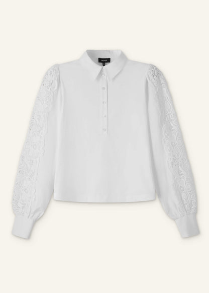 ME+EM Clothing White Lace + Poplin Layering Shirt
