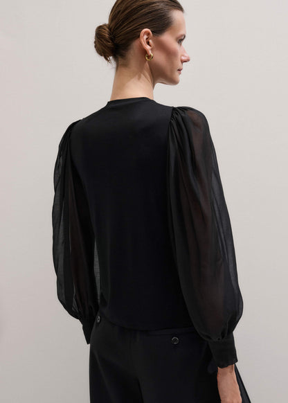 ME+EM Clothing Black Balloon Sleeve Slim Layering Top