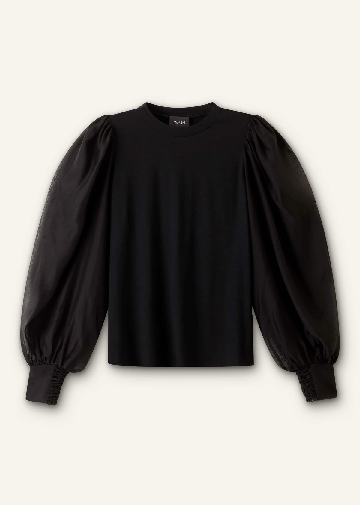 ME+EM Clothing Black Balloon Sleeve Slim Layering Top