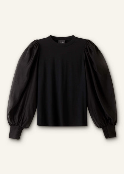ME+EM Clothing Black Balloon Sleeve Slim Layering Top