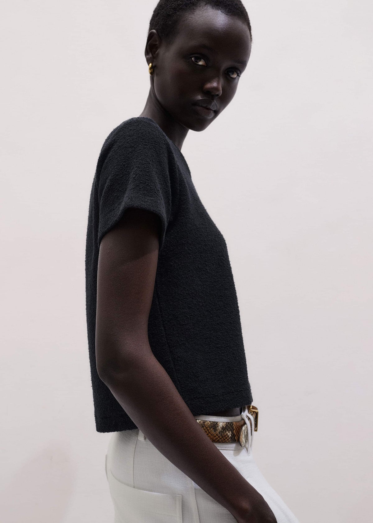 ME+EM Clothing Black Textured Crew Neck Baby Tee