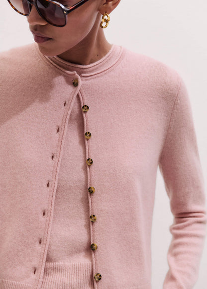 ME+EM Clothing Pink Cashmere Roll Trim Knit Sweater Vest