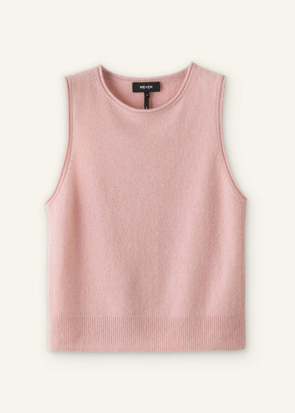 ME+EM Clothing Pink Cashmere Roll Trim Knit Sweater Vest