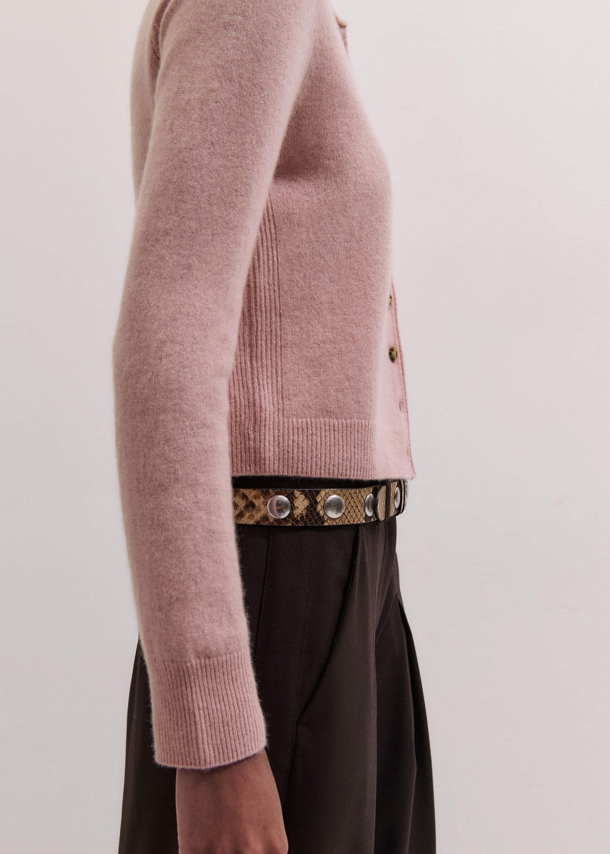 ME+EM Clothing Pink Cashmere Roll Trim Straight Cardigan