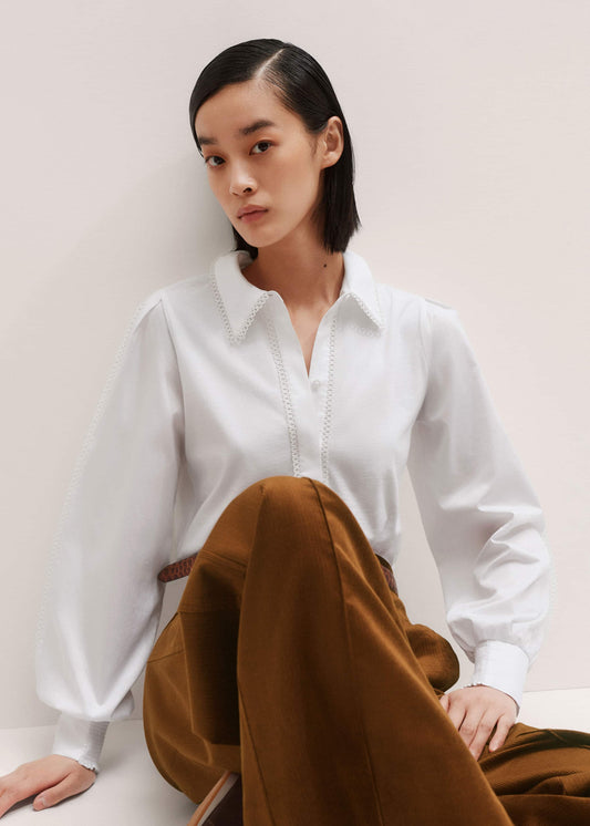 ME+EM Clothing White Collared Layering Top