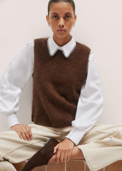 ME+EM Clothing White Collared Layering Top
