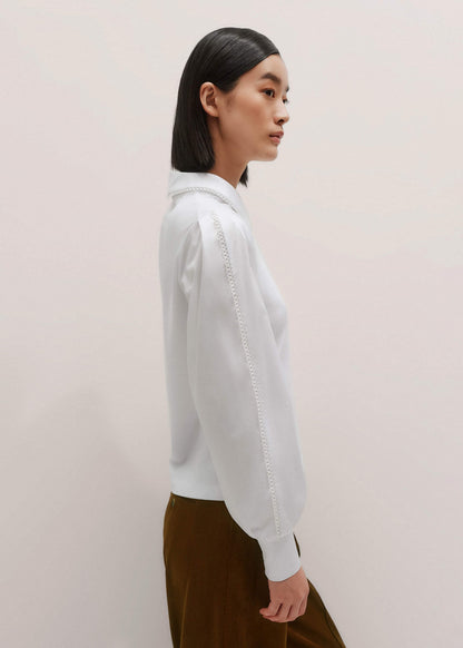 ME+EM Clothing White Collared Layering Top