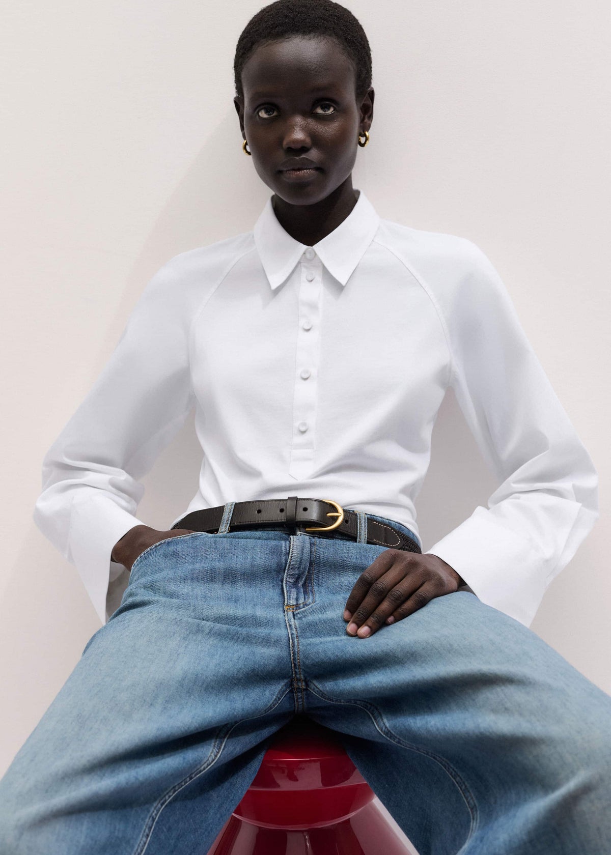 ME+EM Clothing White Raglan Shirt Layering Top