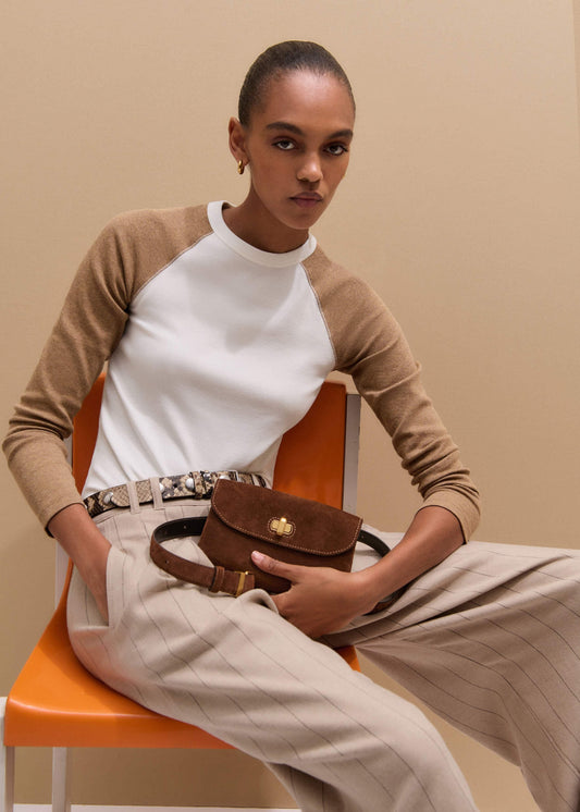 ME+EM Clothing Cream Ultimate Slim Baseball Top