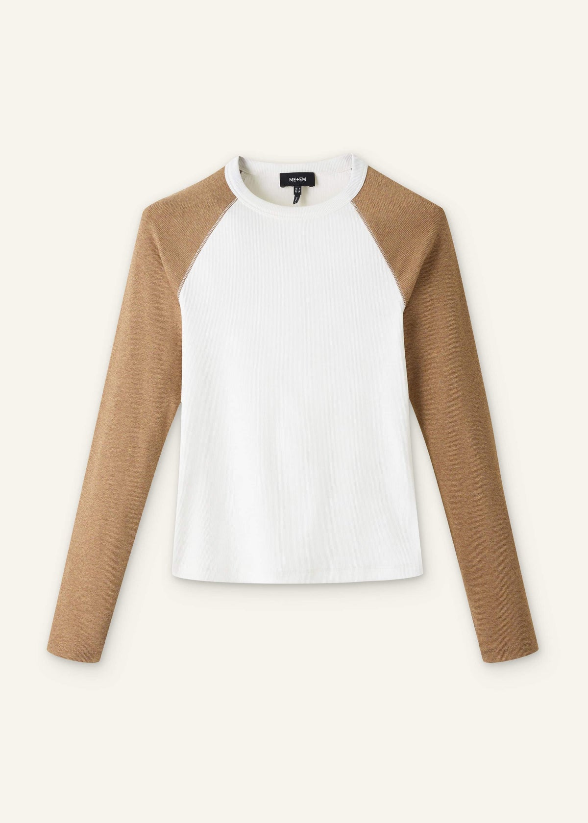 ME+EM Clothing Cream Ultimate Slim Baseball Top