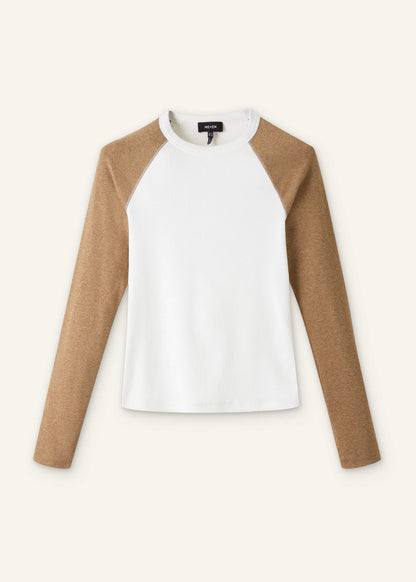 ME+EM Clothing Cream Ultimate Slim Baseball Top