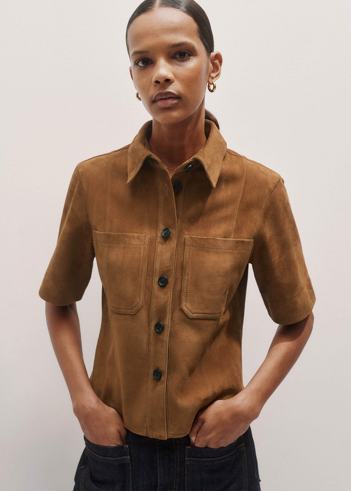 ME+EM Clothing Brown Paneled Shirt