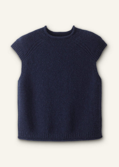 ME+EM Clothing Navy Roll Trim Straight Layering Sweater Vest