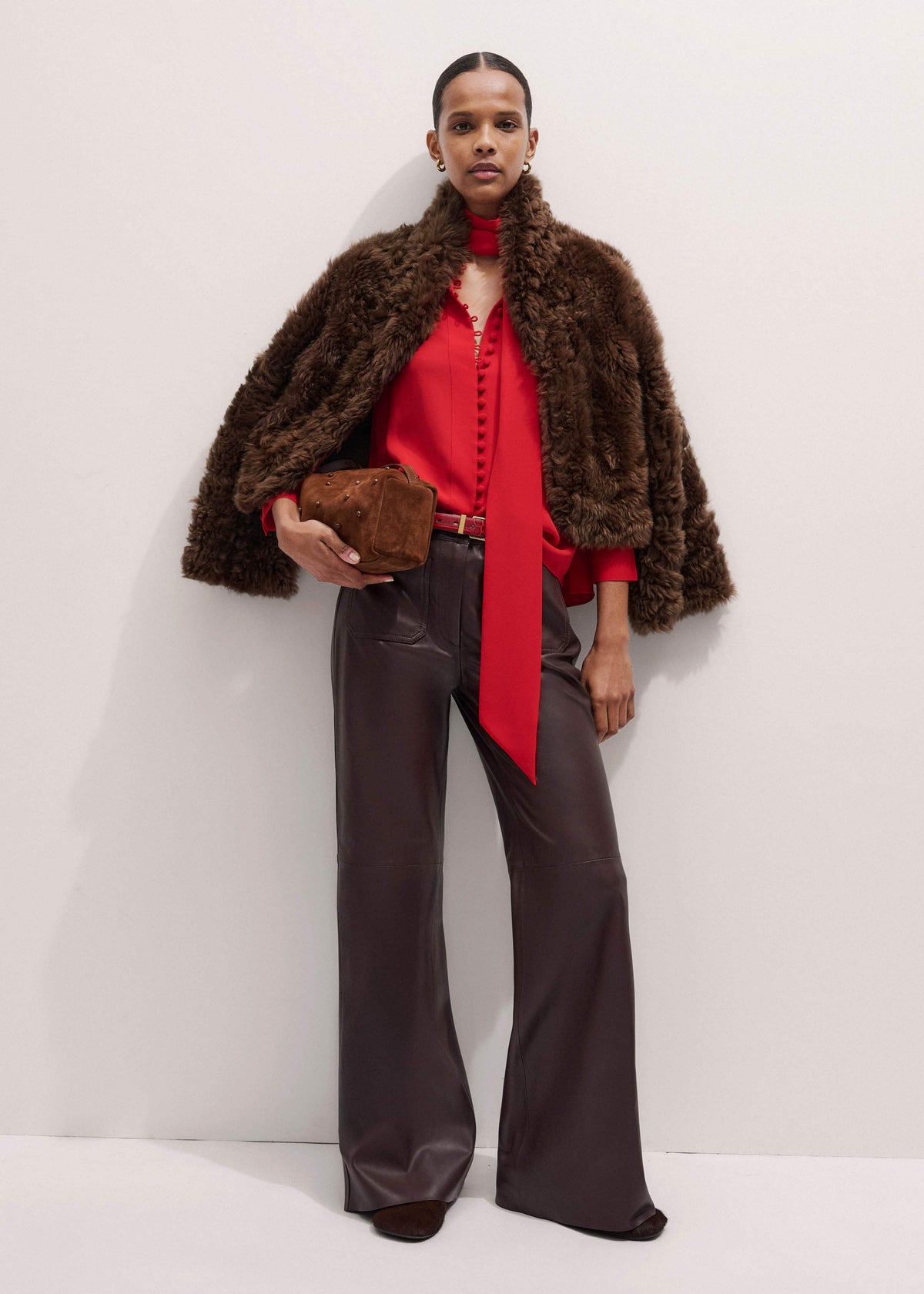 ME+EM Clothing Red Silk Button Layering Shirt + Tie