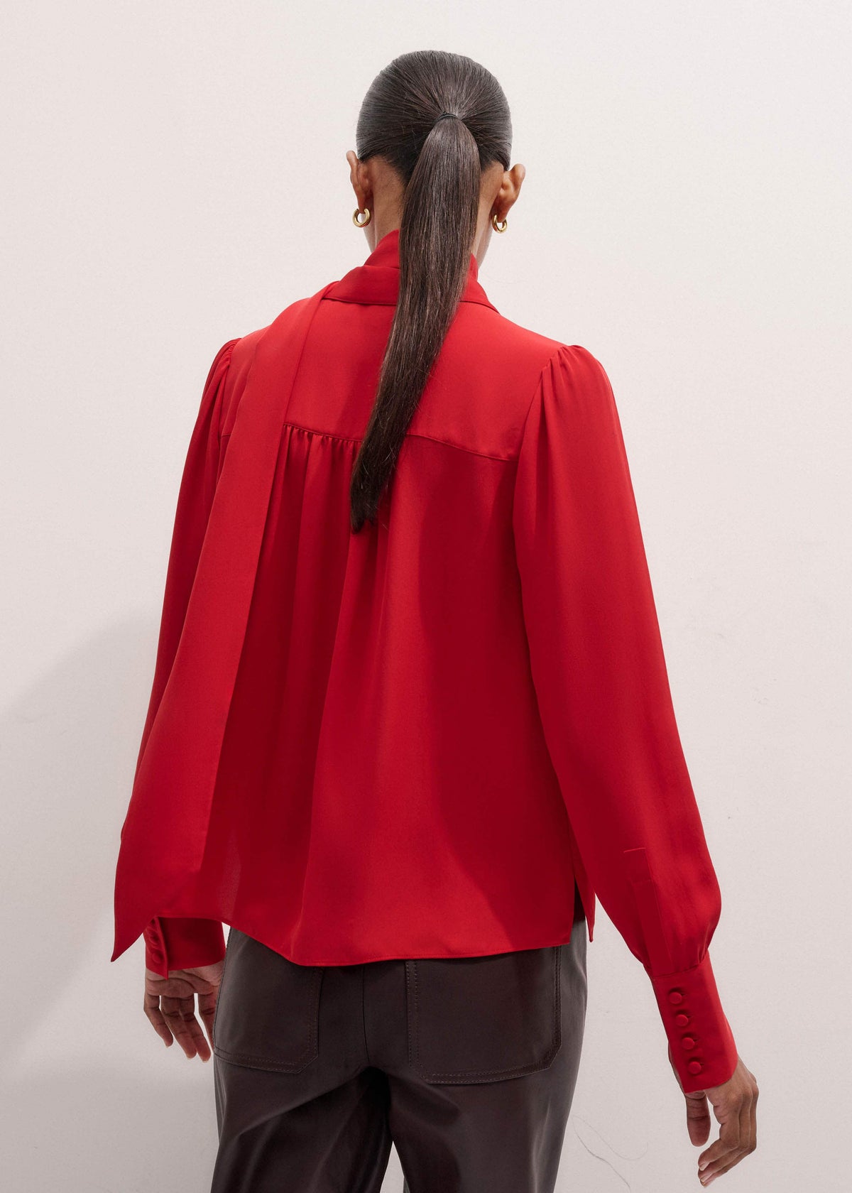 ME+EM Clothing Red Silk Button Layering Shirt + Tie