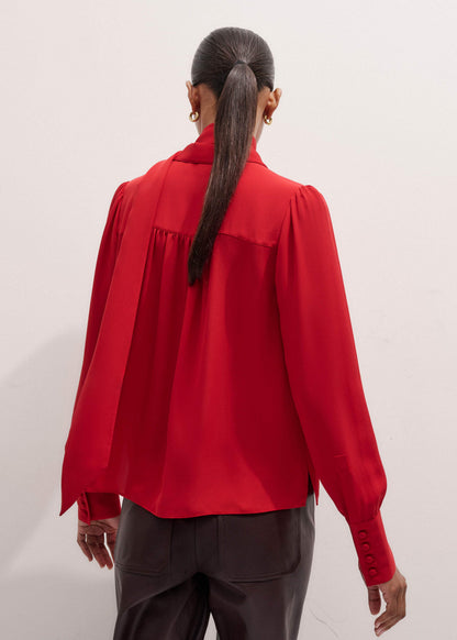 ME+EM Clothing Red Silk Button Layering Shirt + Tie