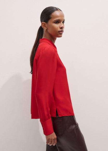 ME+EM Clothing Red Silk Button Layering Shirt + Tie