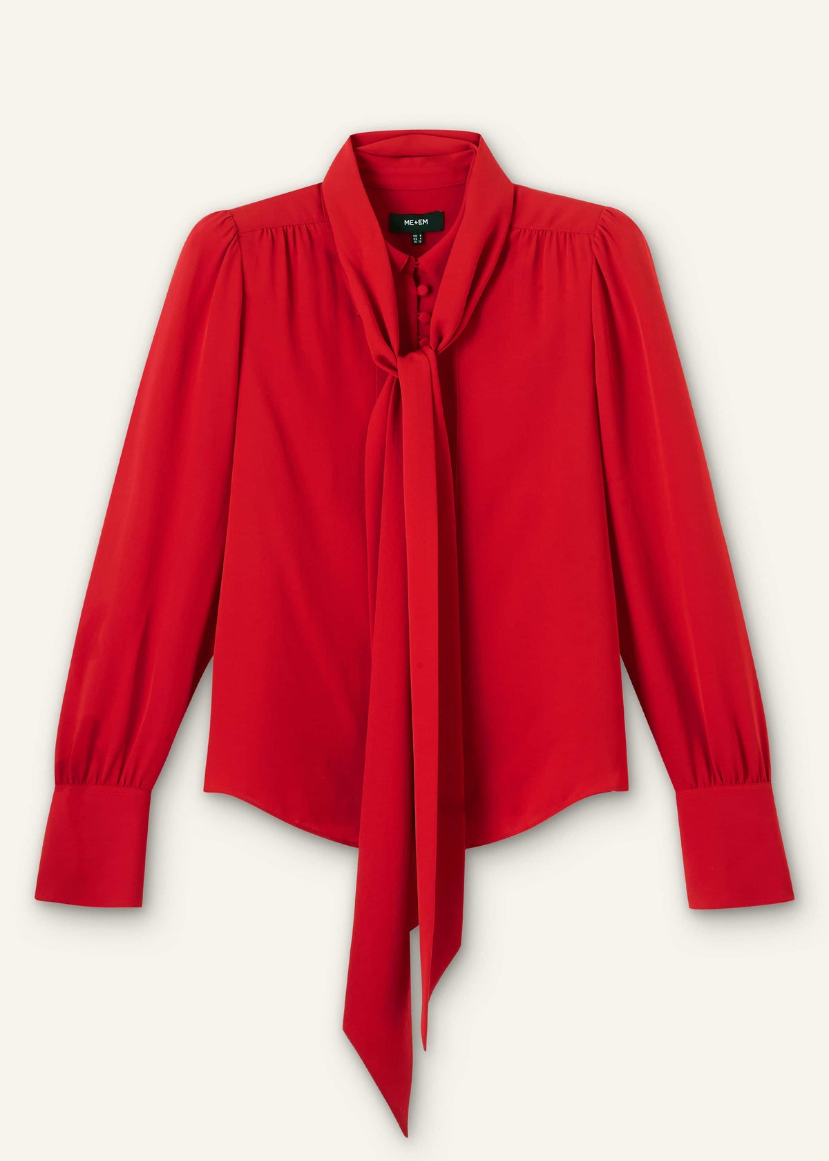 ME+EM Clothing Red Silk Button Layering Shirt + Tie