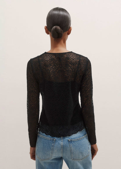 ME+EM Clothing Black Lace Crew Neck Top