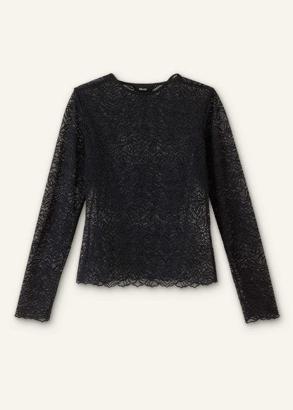 ME+EM Clothing Black Lace Crew Neck Top