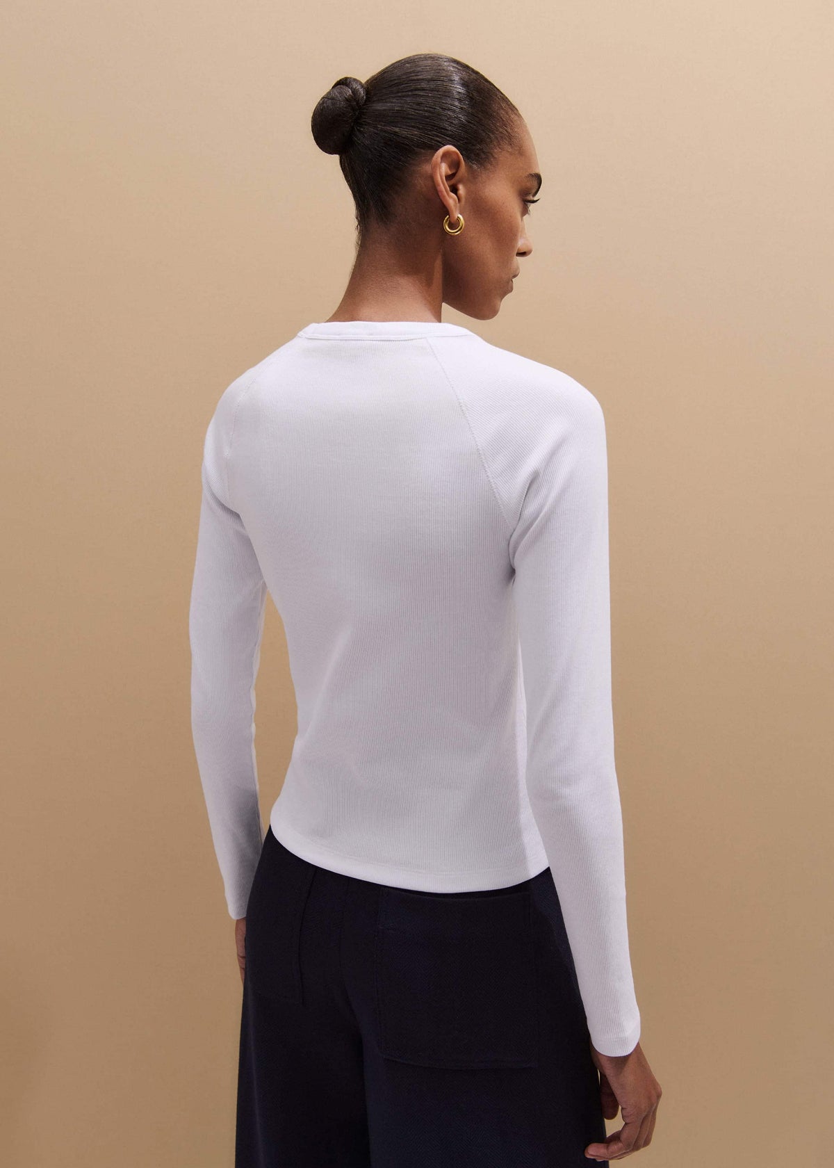 ME+EM Clothing White Ultimate Slim Baseball Top