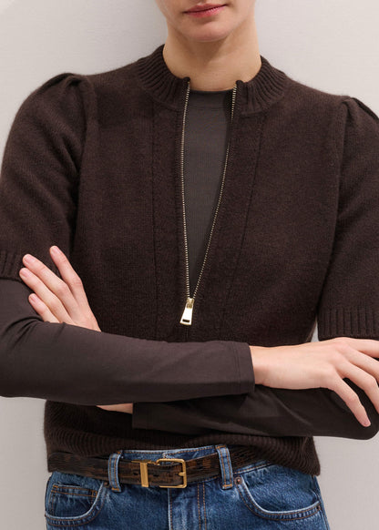 ME+EM Clothing Brown Slim Crew Neck Top