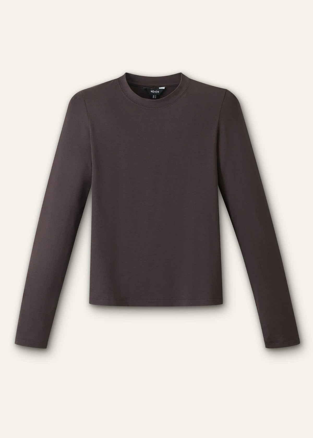 ME+EM Clothing Brown Slim Crew Neck Top