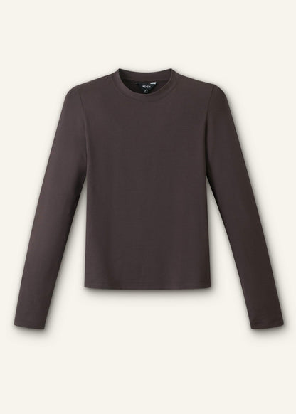 ME+EM Clothing Brown Slim Crew Neck Top