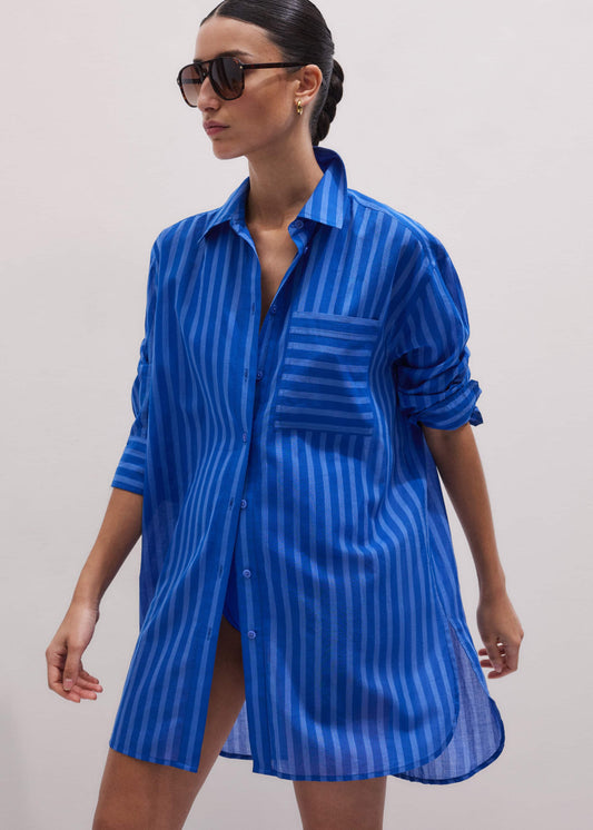 ME+EM Clothing Blue Striped Oversized Beach Shirt