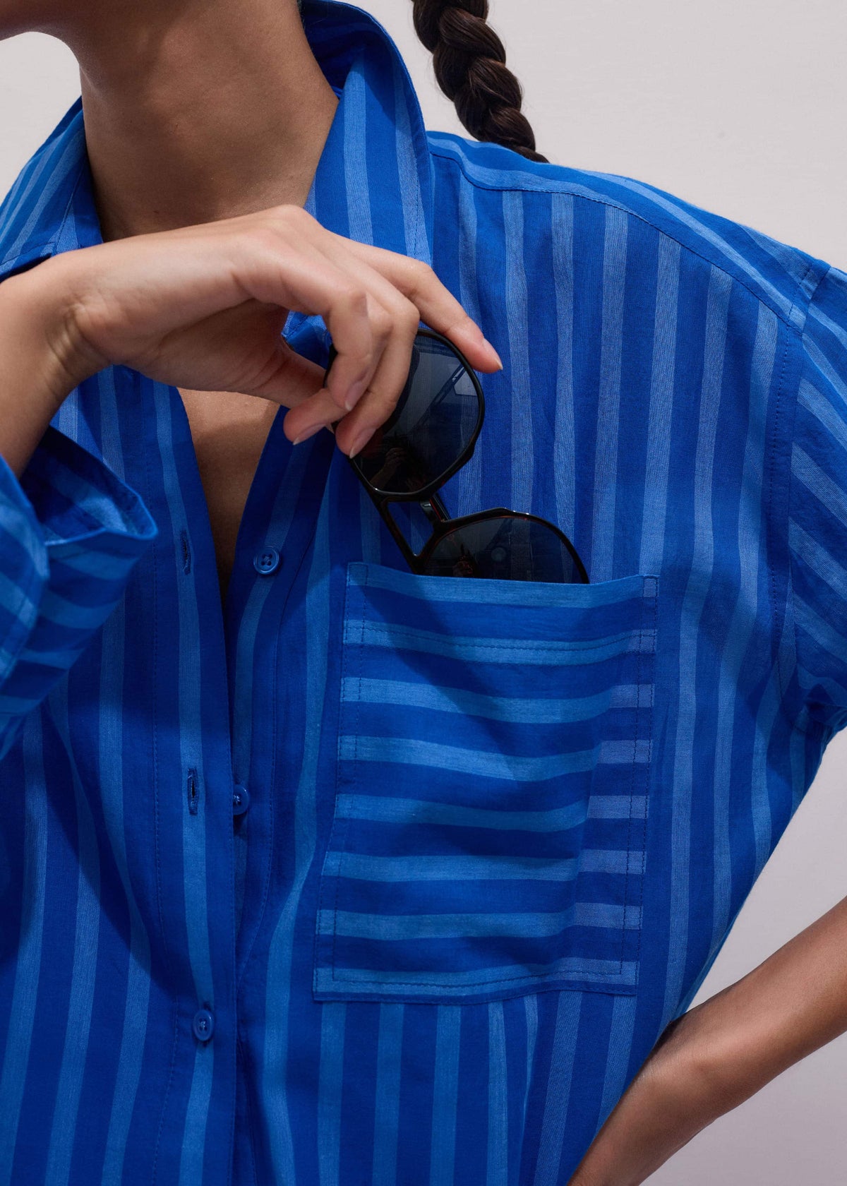ME+EM Clothing Blue Striped Oversized Beach Shirt