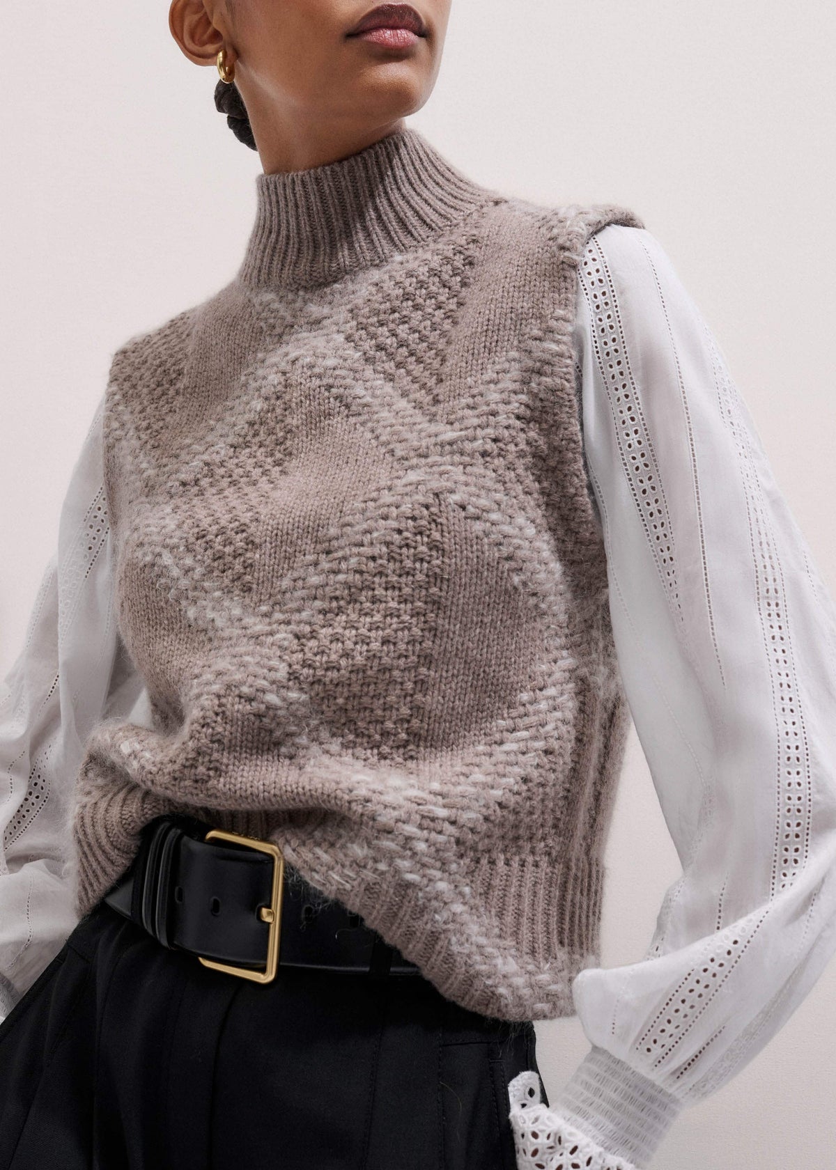 ME+EM Clothing White Cotton Broderie Detail Straight Shirt
