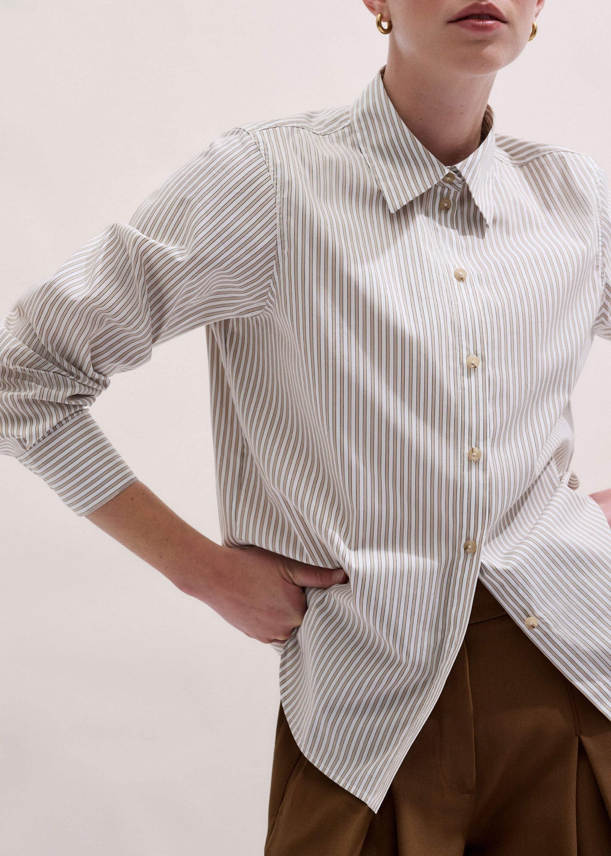 ME+EM Clothing White Stripe Relaxed Forever Shirt