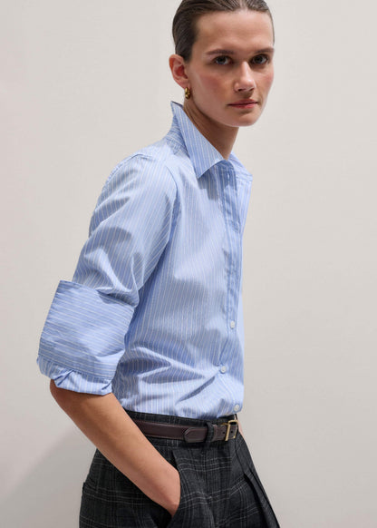 ME+EM Clothing Blue Cotton Stripe Shirt