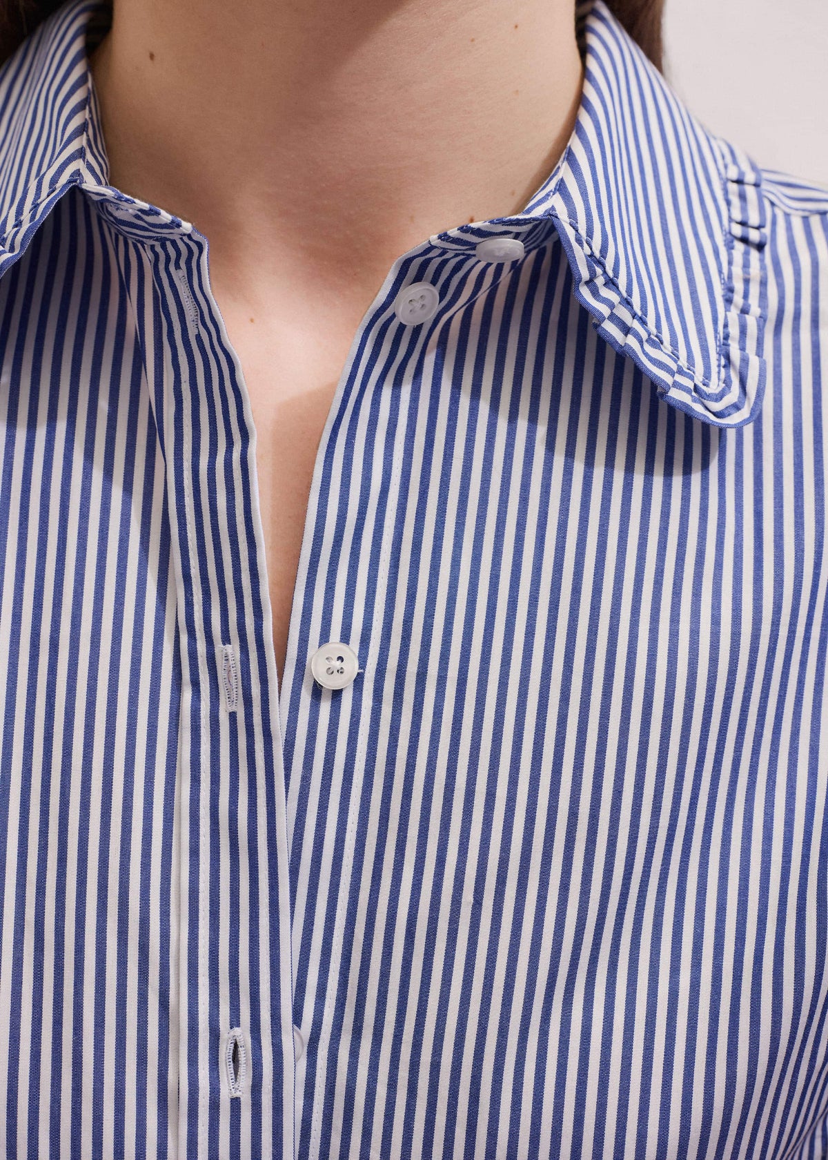 ME+EM Clothing Navy Stripe Frill Collar Forever Shirt